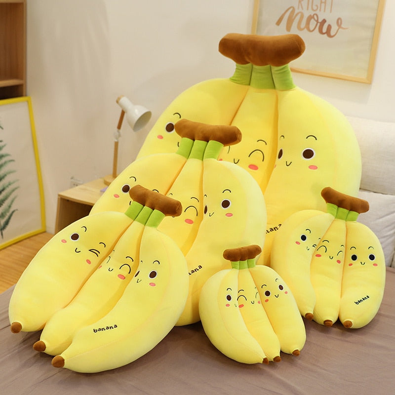 Cute banana bunch plushies in 5 different sizes