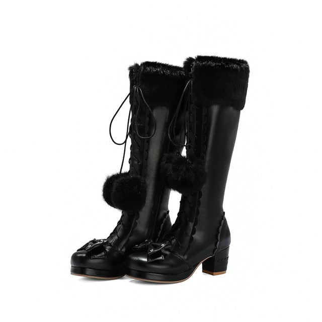 Kawaii Black Princess Winter Boots