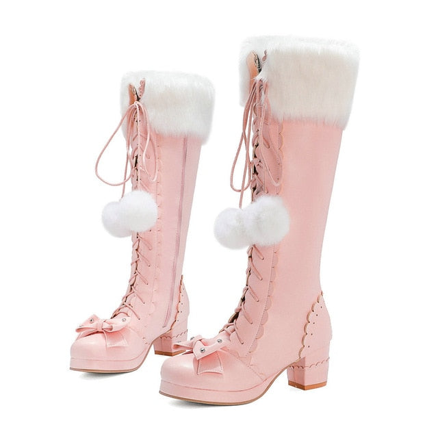 Kawaii Pink Princess Winter Boots