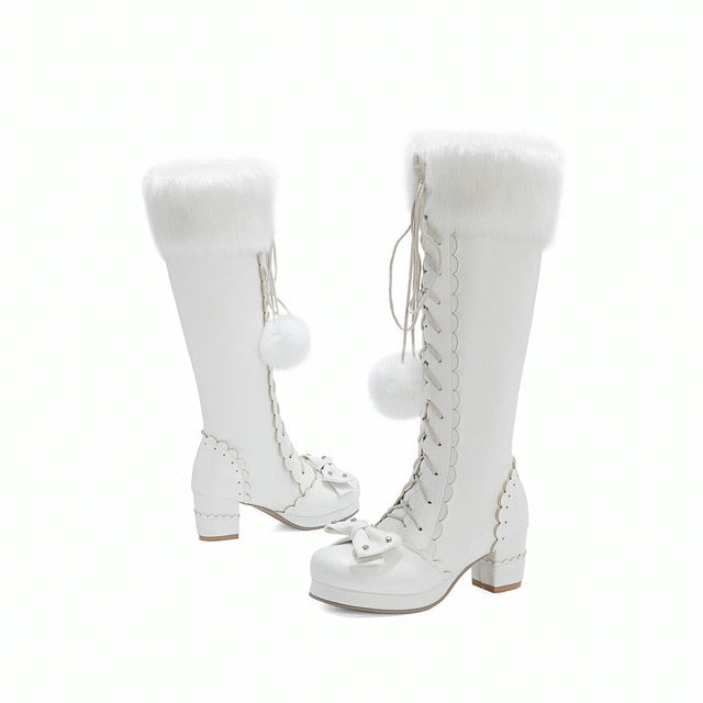 Kawaii White Princess Winter Boots