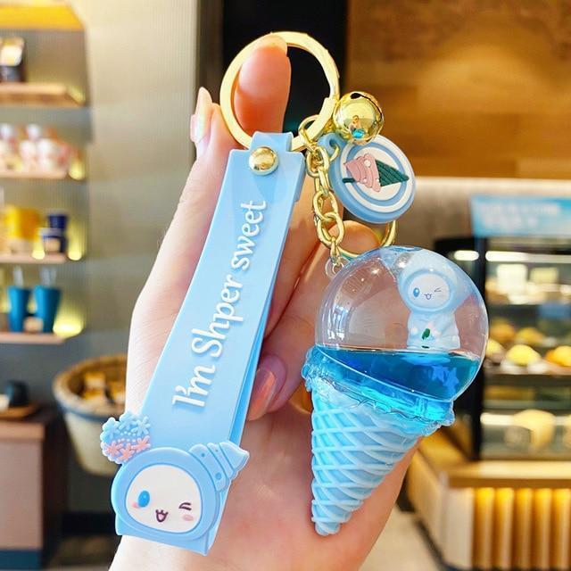 Kawaii Blue Crystal Ice Cream Keychain