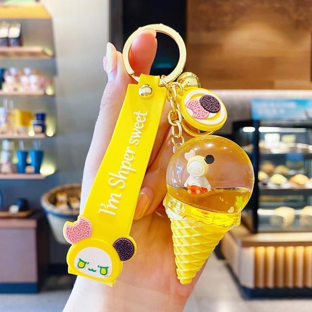 Kawaii Yellow Crystal Ice Cream Keychain