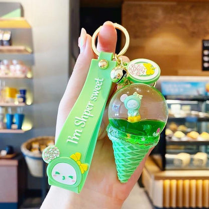 Kawaii Green Crystal Ice Cream Keychain