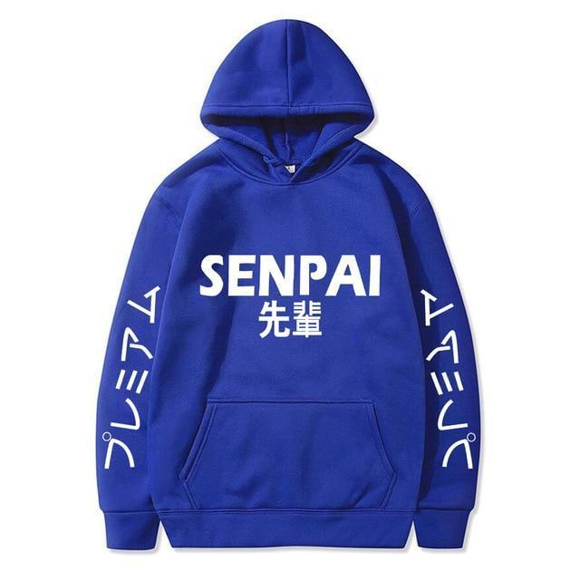 Blue Senpai Hoodie With White Lettering
