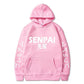 Pink Senpai Hoodie With White Lettering