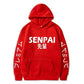 Red Senpai Hoodie With White Lettering