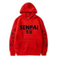 Red Senpai Hoodie With Black Lettering