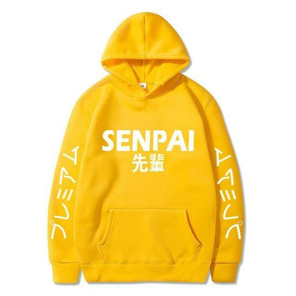 Yellow Senpai Hoodie With White Lettering