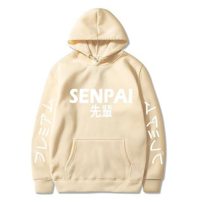 Cream Senpai Hoodie With White Lettering