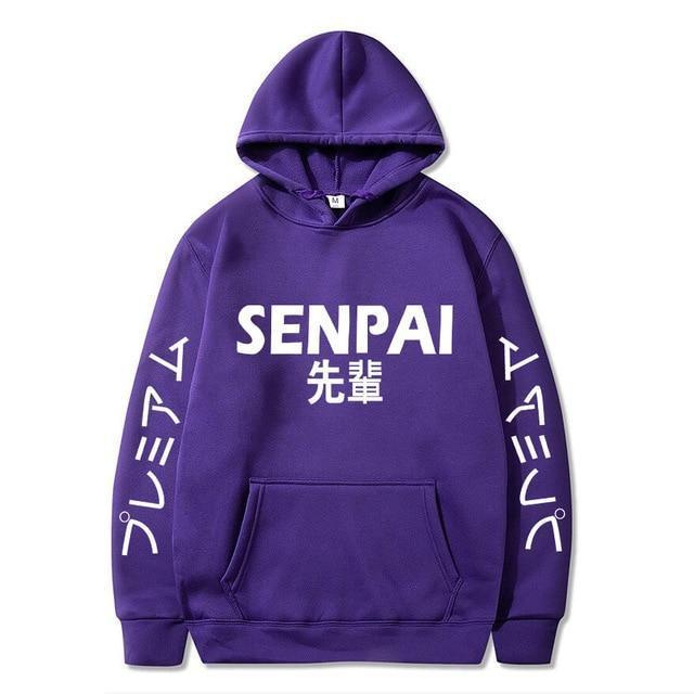 Purple Senpai Hoodie With White Lettering