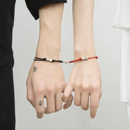 White and Red Couples Magnetic Attraction Bracelets