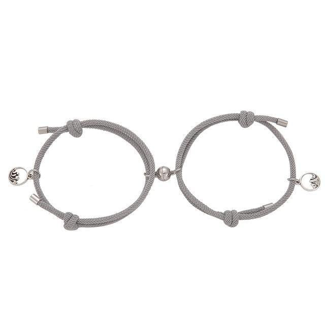 Grey Couples Magnetic Attraction Bracelets