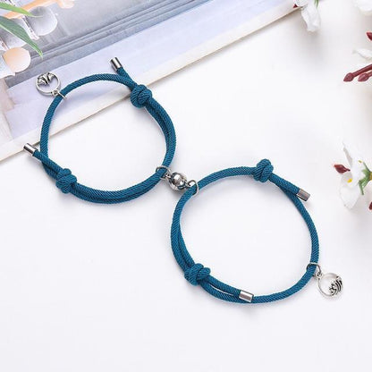 Dark Blue Couples Magnetic Attraction Bracelets
