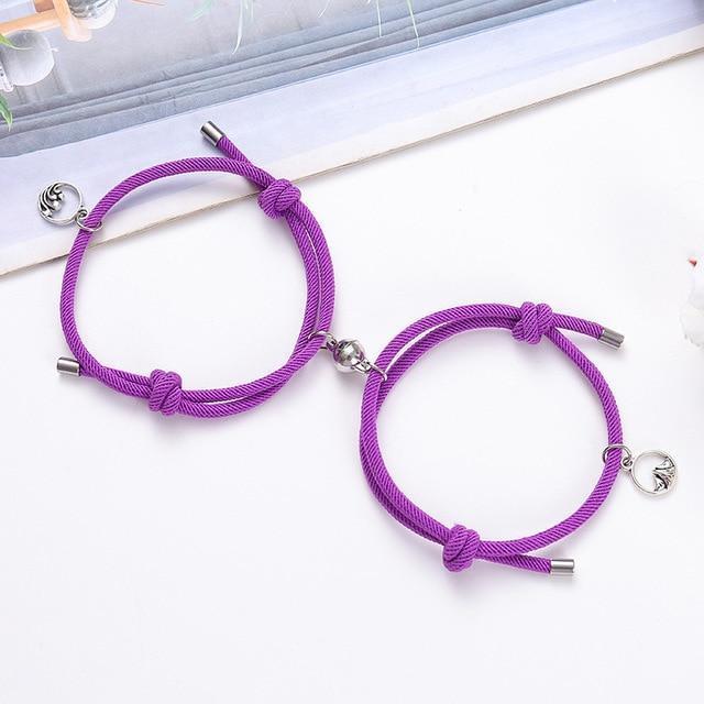Kawaii Purple Couples Magnetic Attraction Bracelets