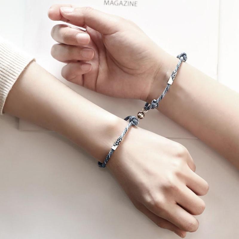 Grey Couples Magnetic Attraction Bracelets