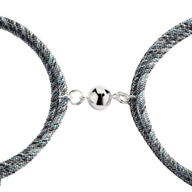 Kawaii Silver Couples Magnetic Attraction Bracelets