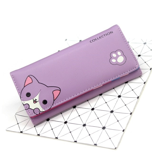 Kawaii Purple Neko Cat Fashion Wallet