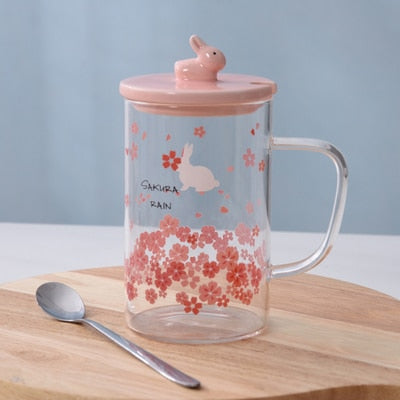 Kawaii Cherry Blossom Cup and Bunny Lid