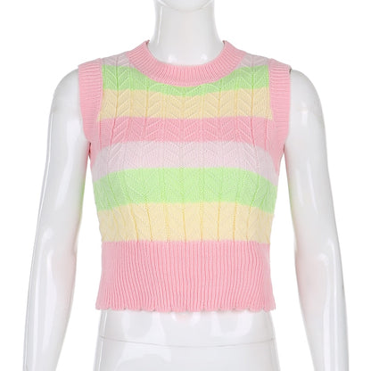 Kawaii Pastel Rainbow Sweater Vest on Manequin