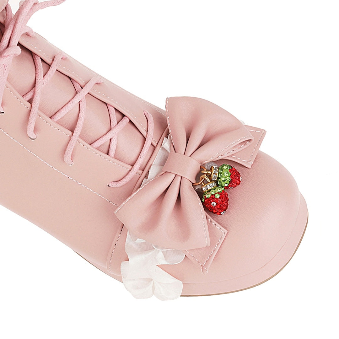 Toe View of our Pink Strawberry Bunny Lolita Shoes