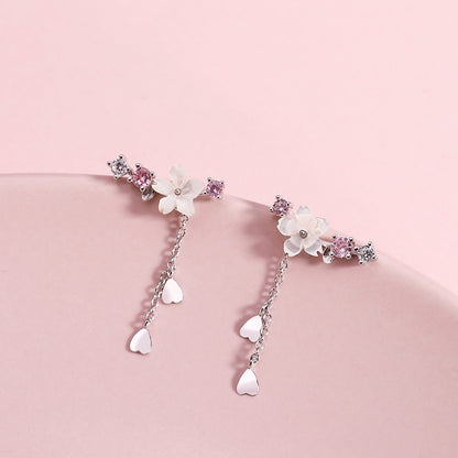 Pretty Cherry Blossom Drop Charm Earrings