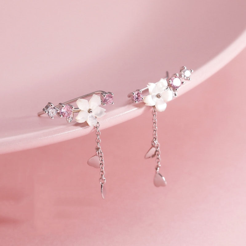 Cherry Blossom Drop Charm Earrings
