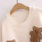 Close Up of Teddy Bear Embroidered Sweater