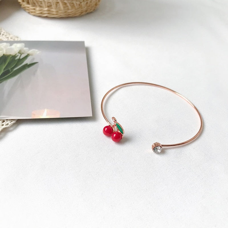 Kawaii Cherry Bangle Bracelet