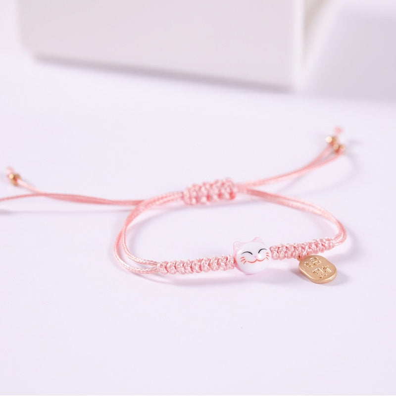 Kawaii Lucky Cat Bracelet in Pink