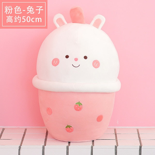 Kawaii Strawberry Bunny Boba Plushie