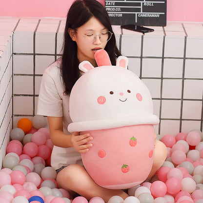 Kawaii Strawberry Bunny Boba Plushie