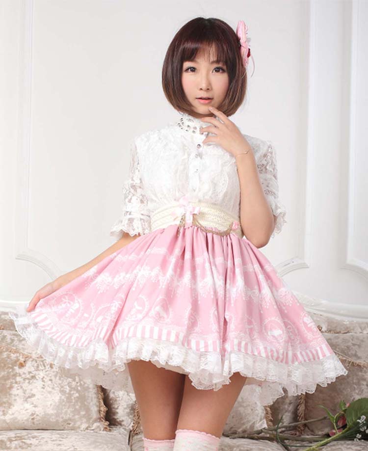 Kawaii Sweet Lolita Chandelier Print Skirt – Kore Kawaii display picture 3