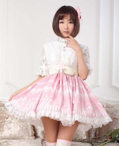 Model Wearing Our Kawaii Sweet Lolita Chandelier Print Skirt