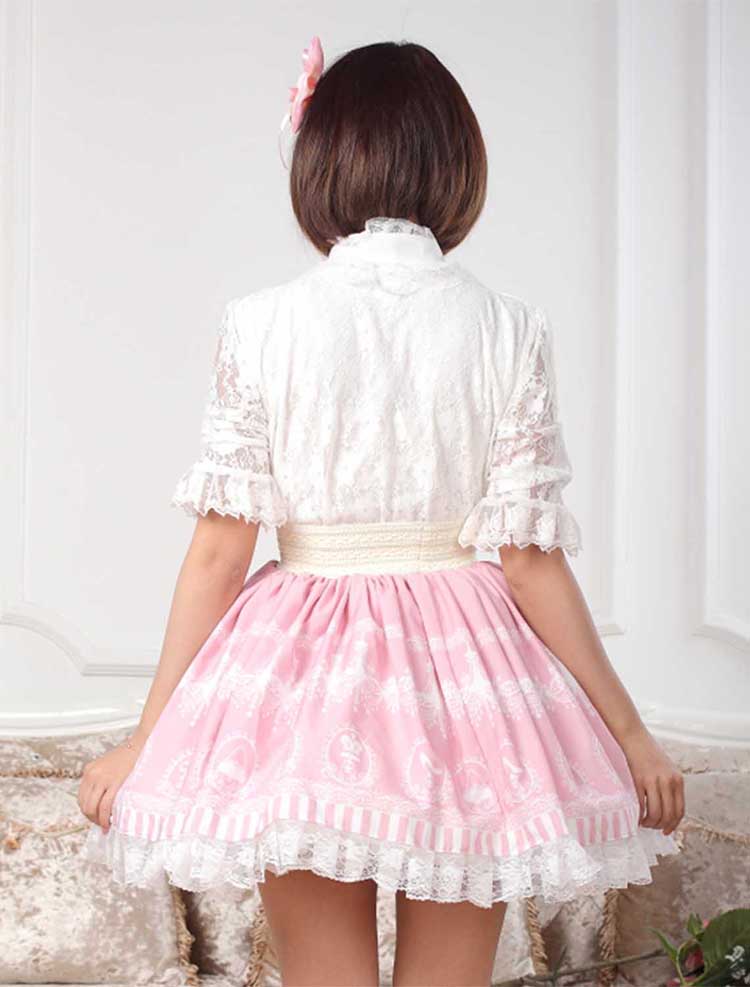 Back View of Our Kawaii Sweet Lolita Chandelier Print Skirt