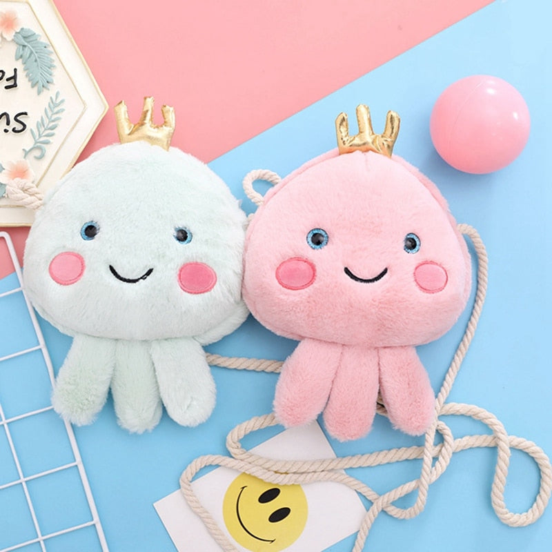 Kawaii Pink and White Jellyfish Plushie Purses