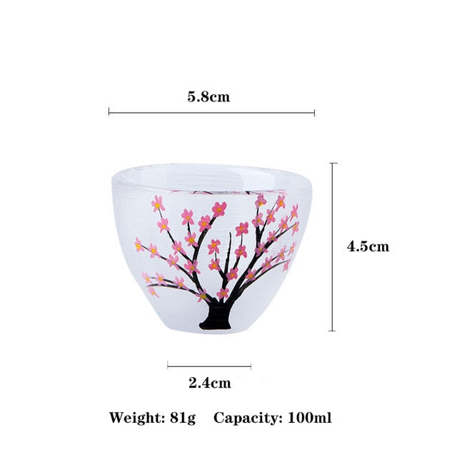 Frosted Cherry Blossom Sake Cup Dimensions - 5.8cm by 4.5cm