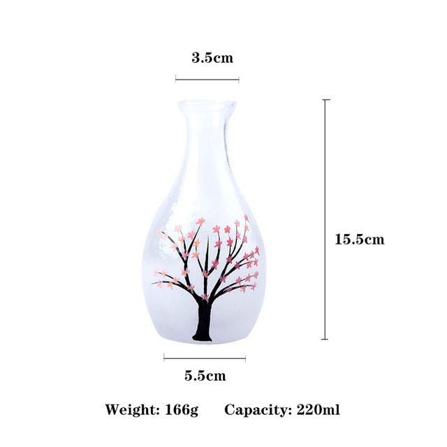 Frosted Cherry Blossom Sake Bottle Dimensions - 5.5cm by 15.5cm