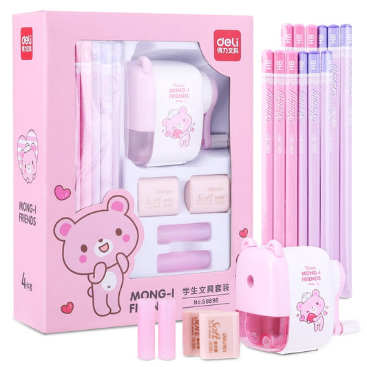 Kawaii Bear Pink Pencil Set