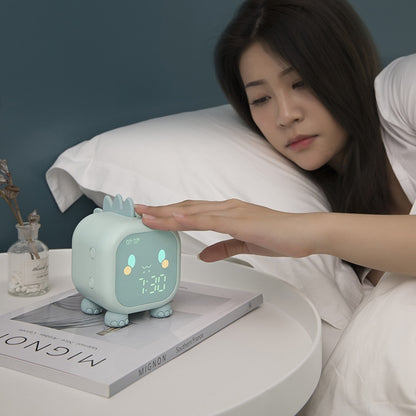 Kawaii Green Digital Dinosaur Alarm Clock With Display On