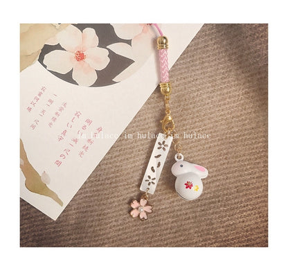 Kawaii Cherry Blossom Bunny Phone Pendant