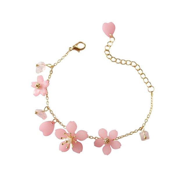 Pink Cherry Blossom Crystal Bracelet