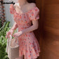 Kawaii Spring Peach Dress Outdoors