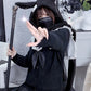Model Wearing Kawaii Gothic Bunny Hooded Scarf