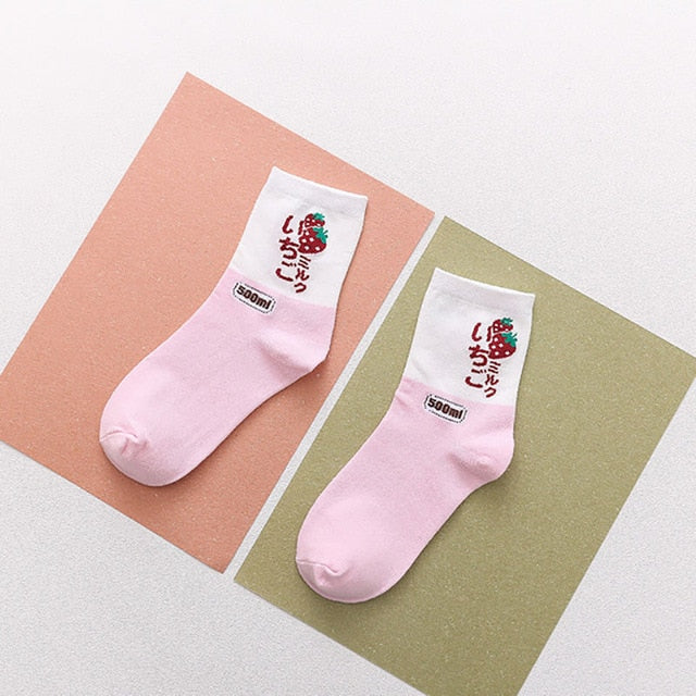 Kawaii Pink Strawberry Socks
