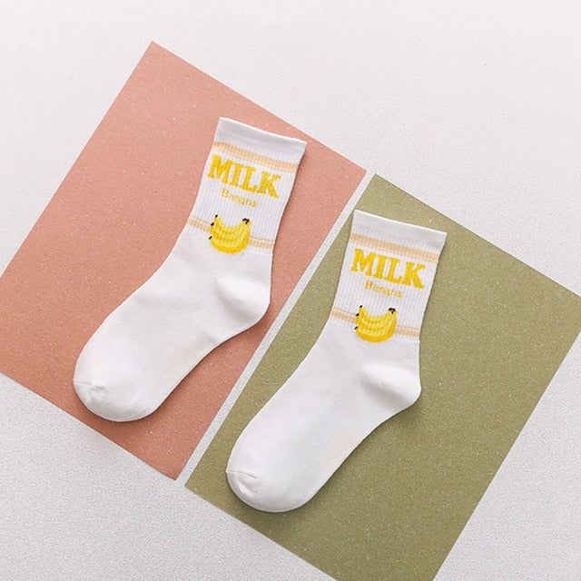 Kawaii Banana Milk Socks
