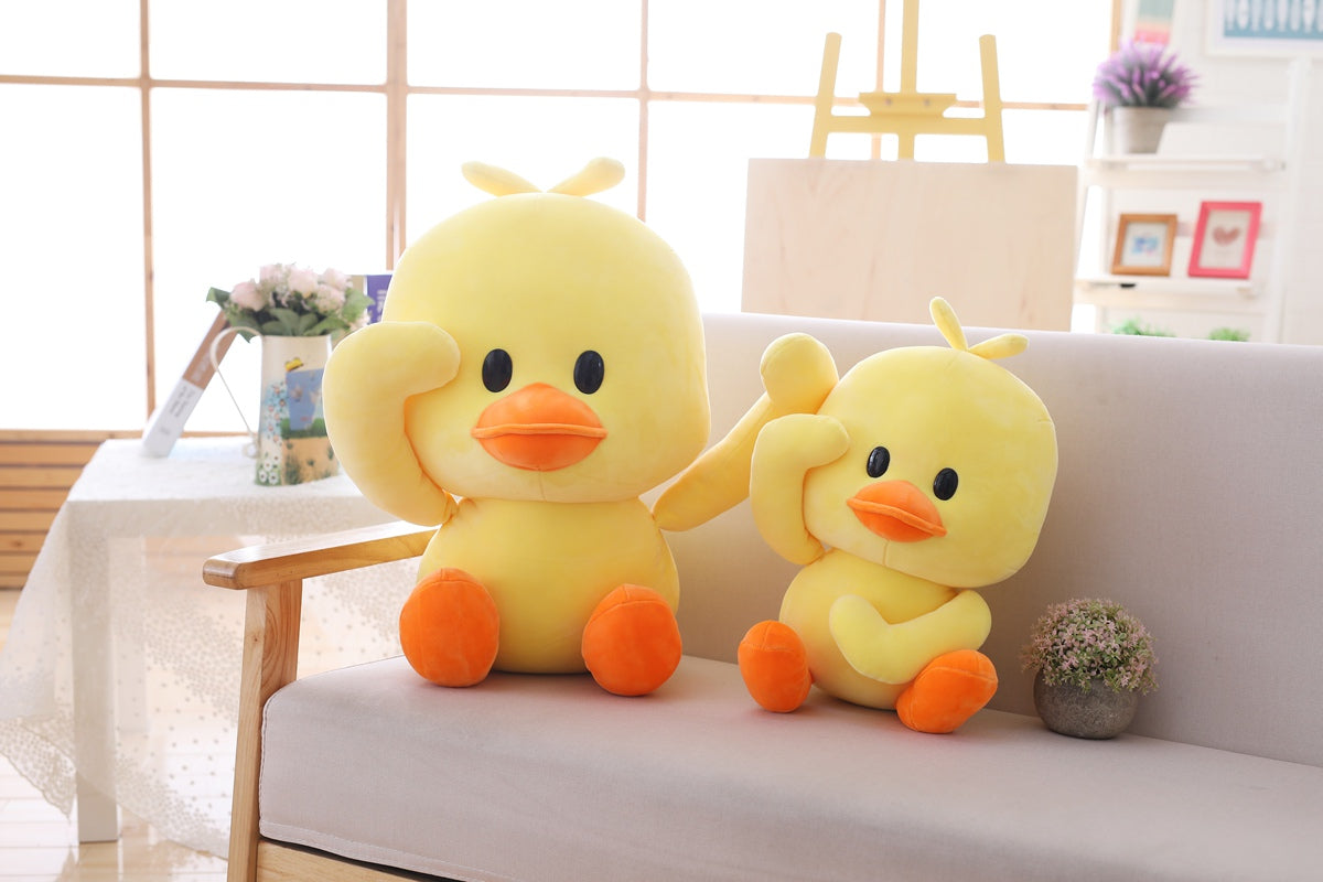 Two Kawaii Duck Plushies in Different Sizes