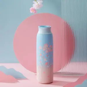 Kawaii Blue and Pink Cherry Blossom Thermos