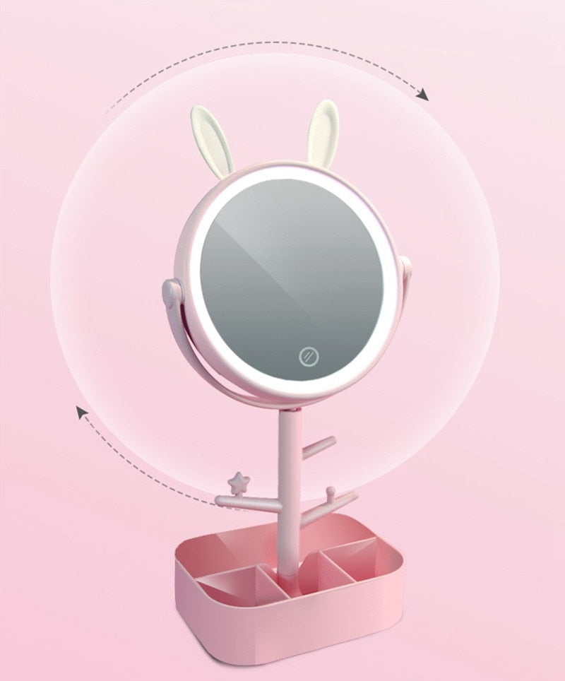 Kawaii Bunny Pink Vanity Mirror Lamp