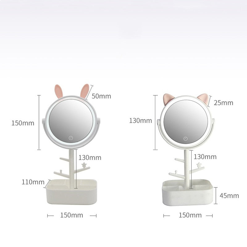 Kawaii Bunny and Kitty White Vanity Mirror Lamps