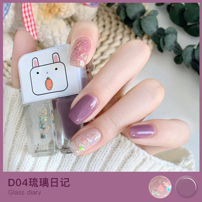 Purple and Glitter Kawaii Nail Polish Combo Set